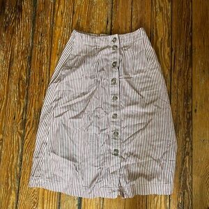 Madewell pin stripe midi skirt